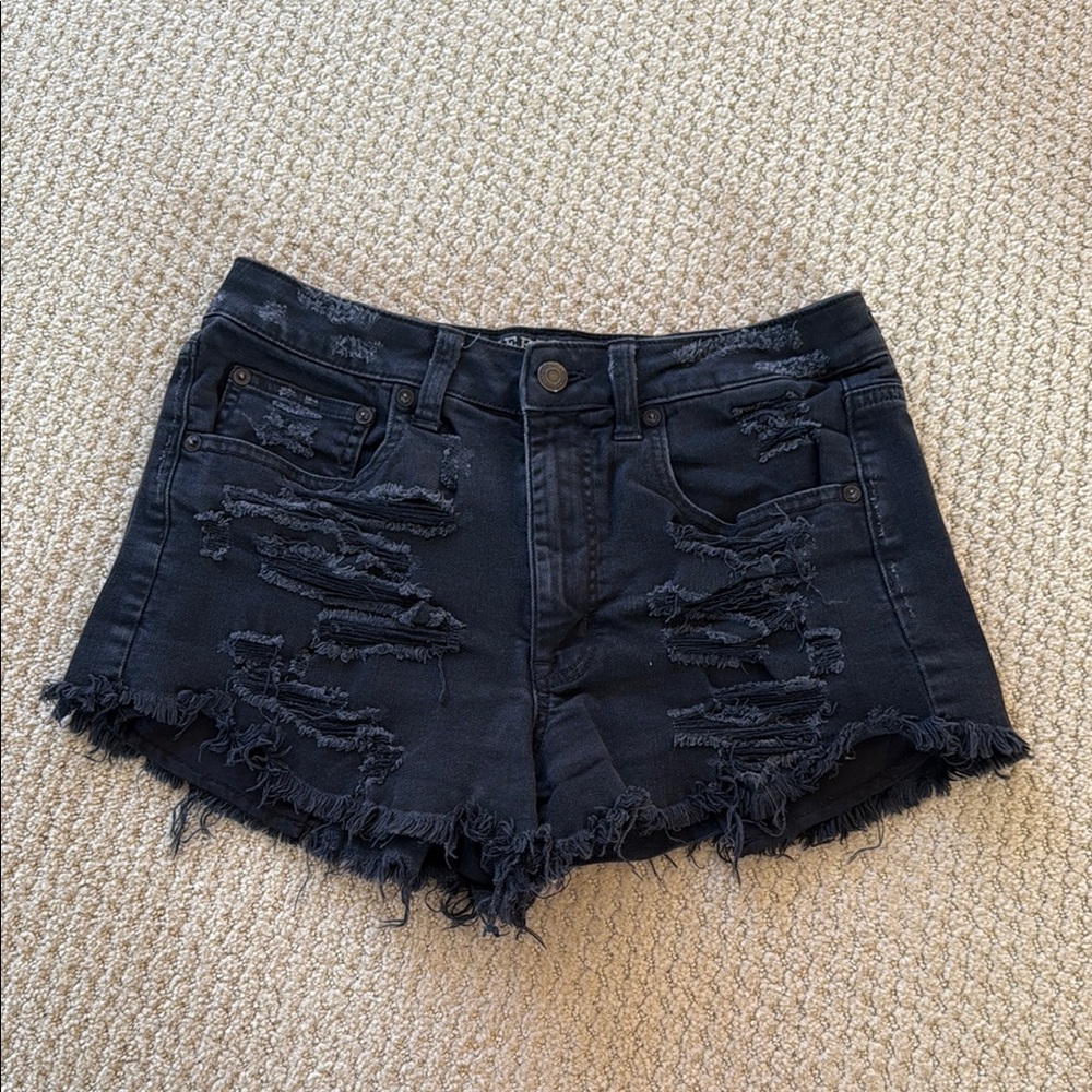 American Eagle Outfitters Black Grunge Jean Shorts